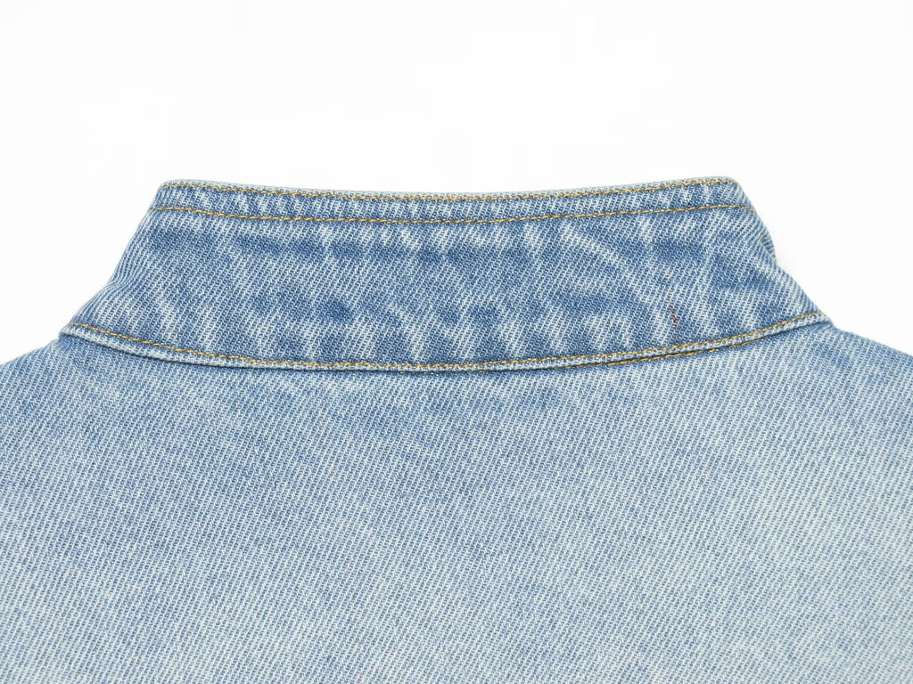 Women's long sleeved stand collar denim jacket