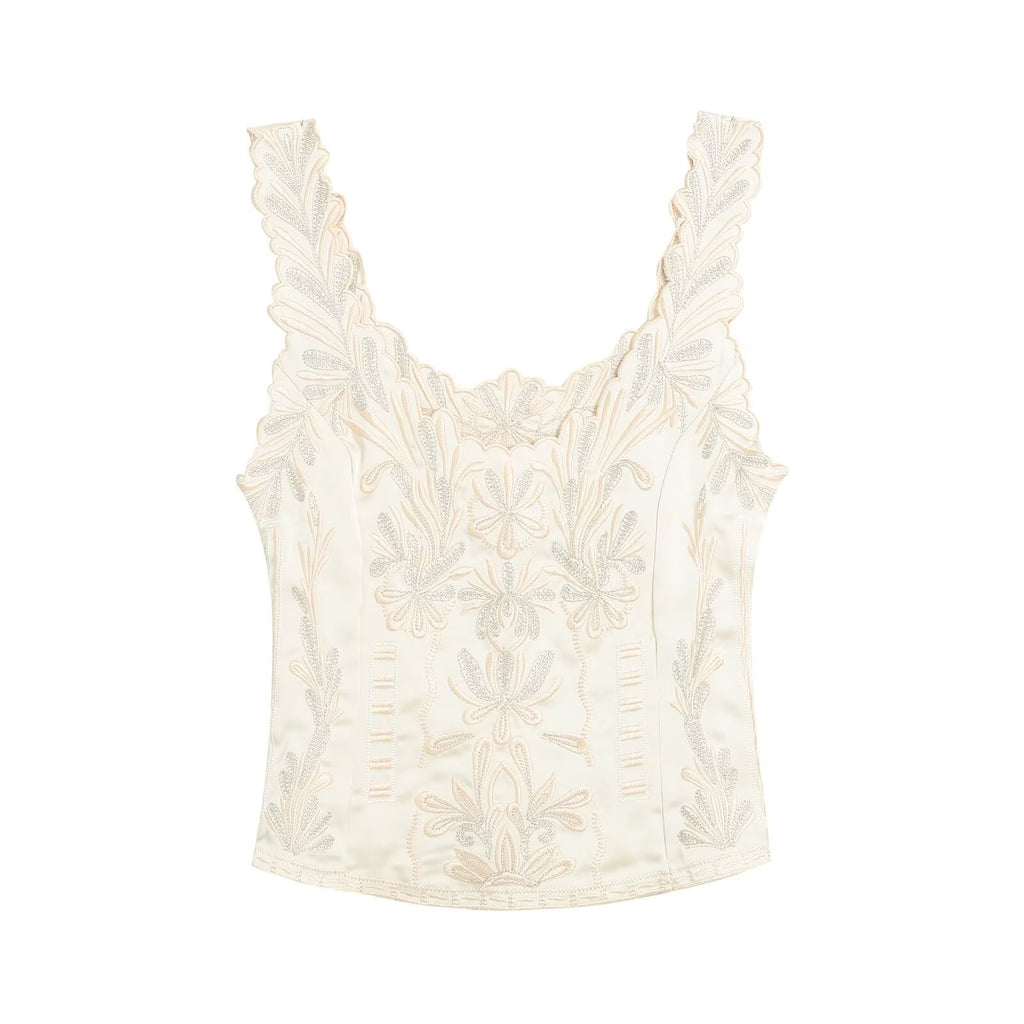 suit Women's 2 pieces embroidered vest style top+Shorts