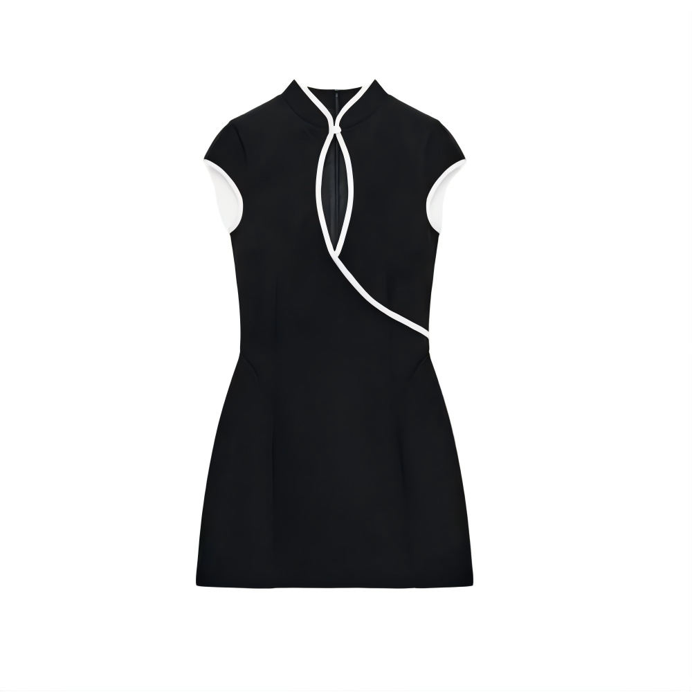 Women's contrasting color trimmed mini dress