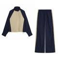 suit Women's 2 pieces patchwork technology fabric jacket Coat+nylon pants