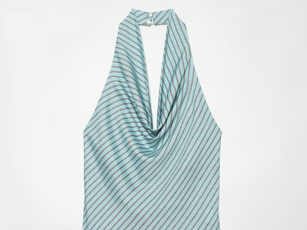 Women's striped linen blended lantern jumpsuit