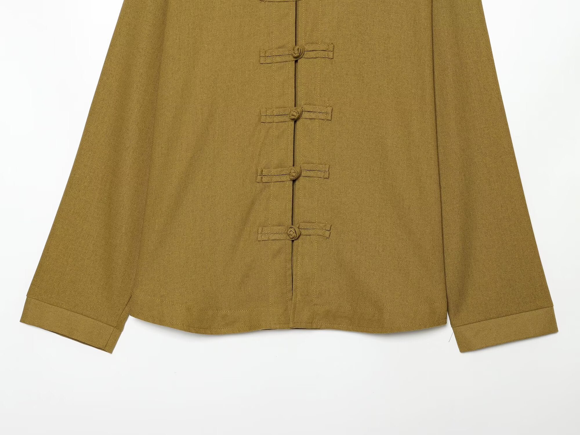 suit Women's 2 pieces loose rope knot buckle linen blend shirt+Pants