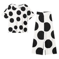 suit Women's 2 pieces O Neck short sleeved polka dot top+Pants