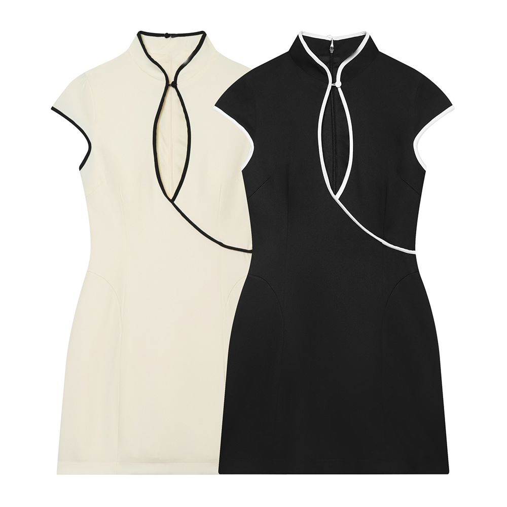 Women's contrasting color trimmed mini dress
