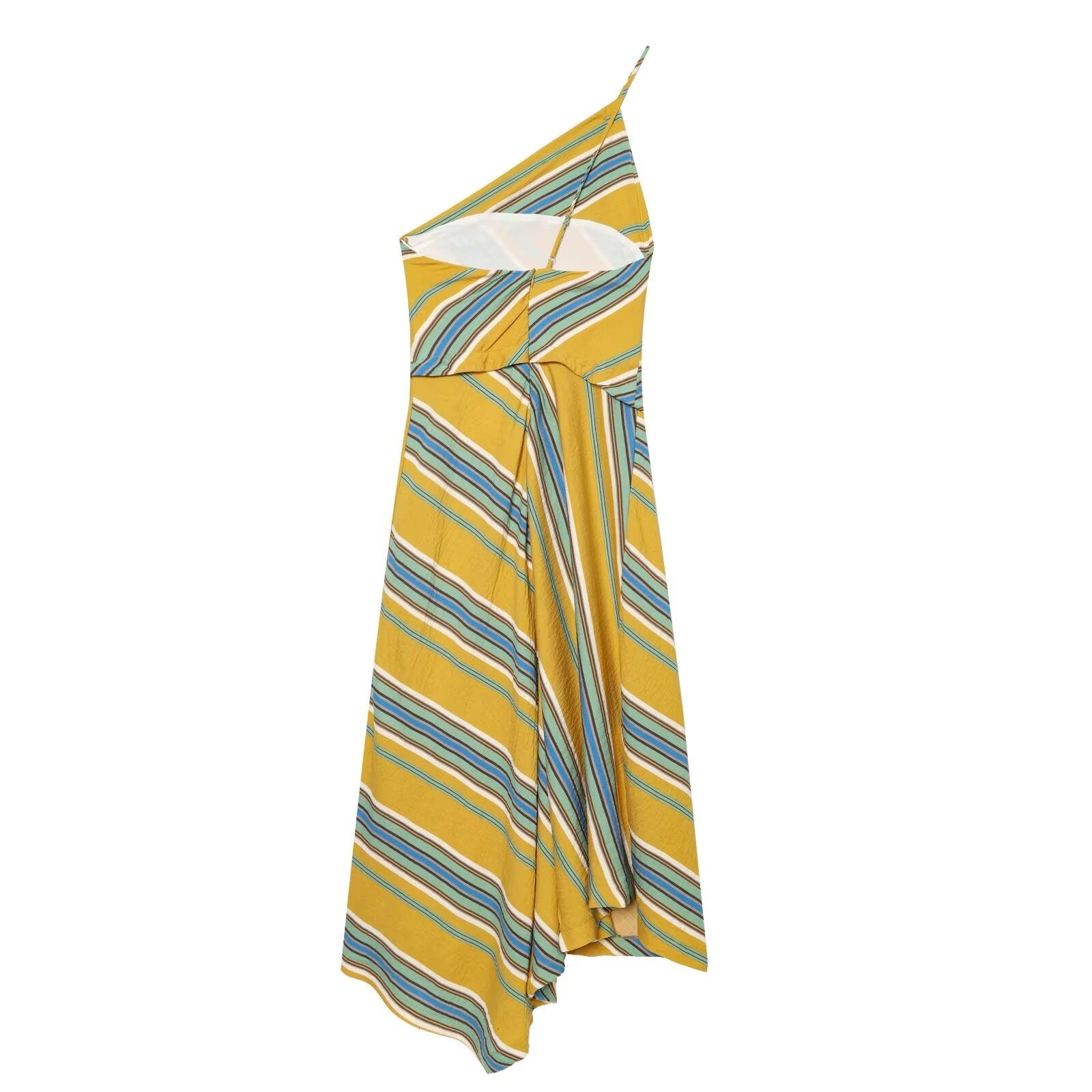 Women's asymmetrical striped MIDI dress