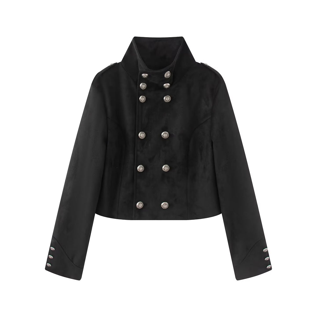Women's slim Double-Breasted Stand-collar Jacket