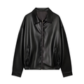Women's casual lapel imitation leather jacket Coat
