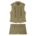 suit Women's 2 pieces button decoration short cotton vest+shorts