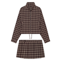 suit Women's 2 pieces casual short plaid Coat+culottes