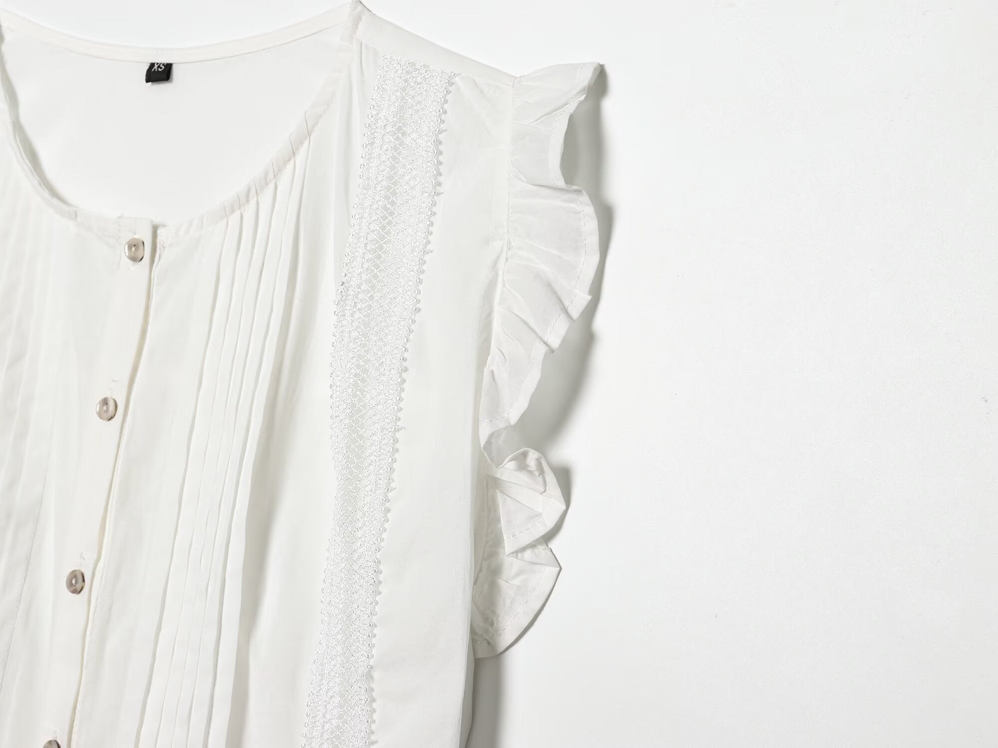 Women's vertical lace decoration sleeveless shirt