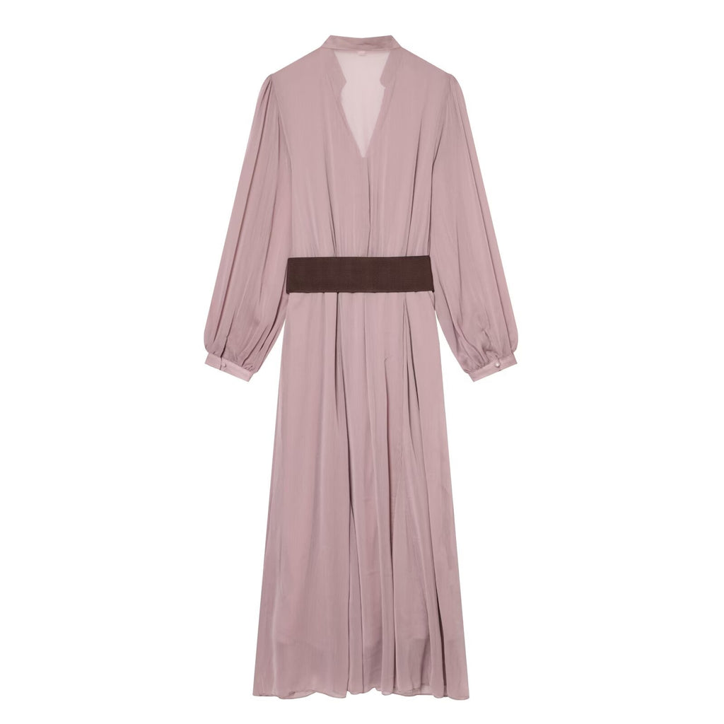 Women's patchwork waistband MIDI dress