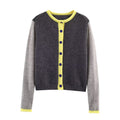 Women's O Neck color blocked knitted Coat