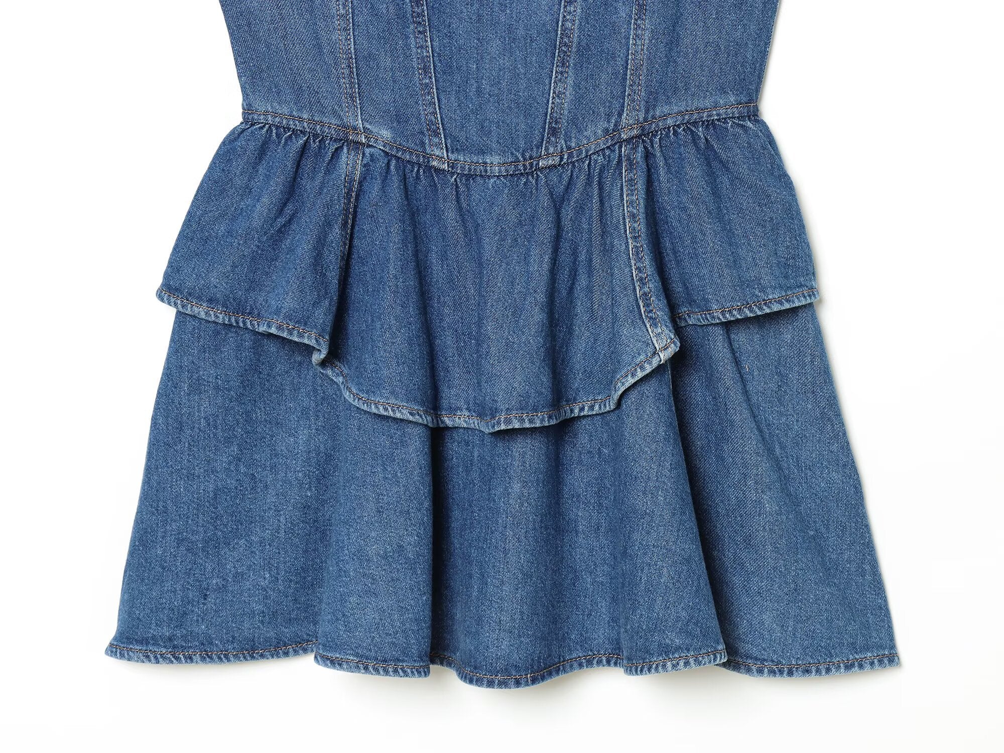 Women's layered decorative sleeveless denim mini dress