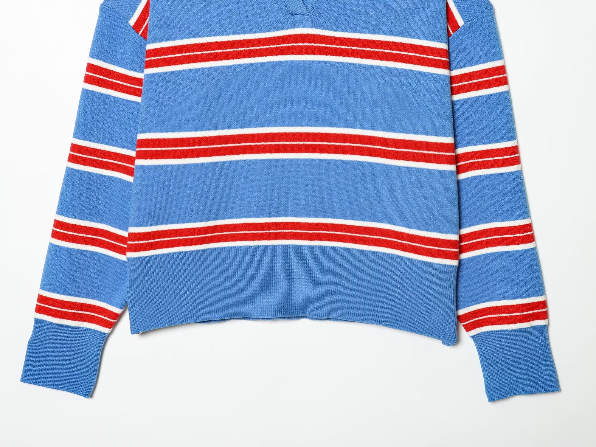 Women's casual striped knitted polo shirt
