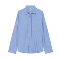 Women's waist cinched long sleeved striped shirt