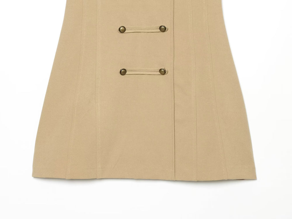 Women's buckle decoration mini dress