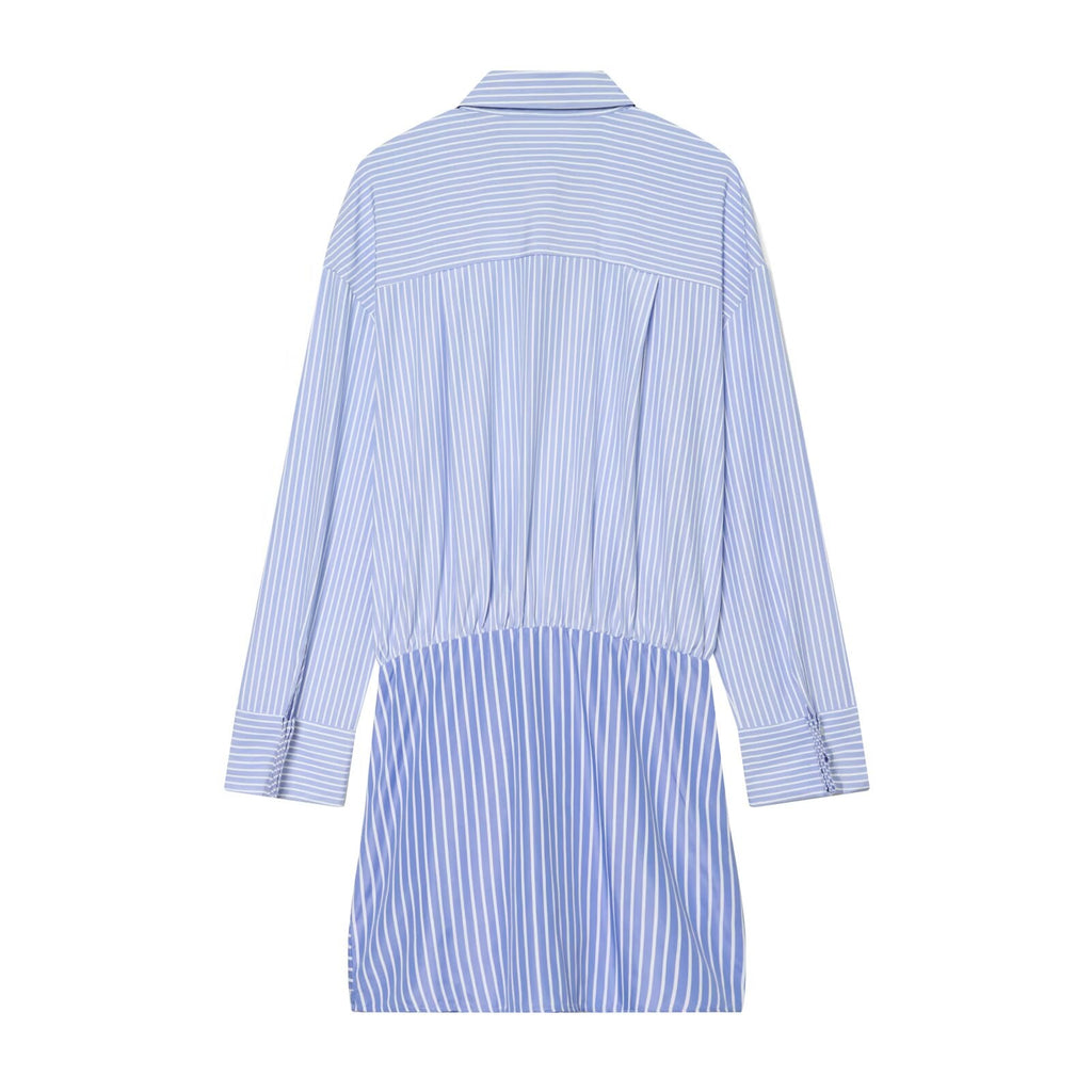 Women's knot decoration striped shirt style dress