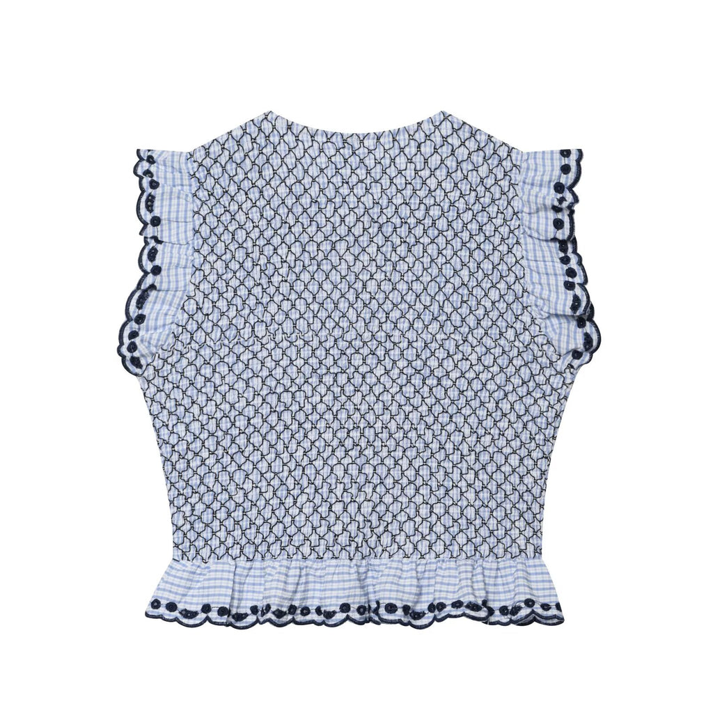suit Women's 2 pieces embroidered checkered MIDI skirt + tops