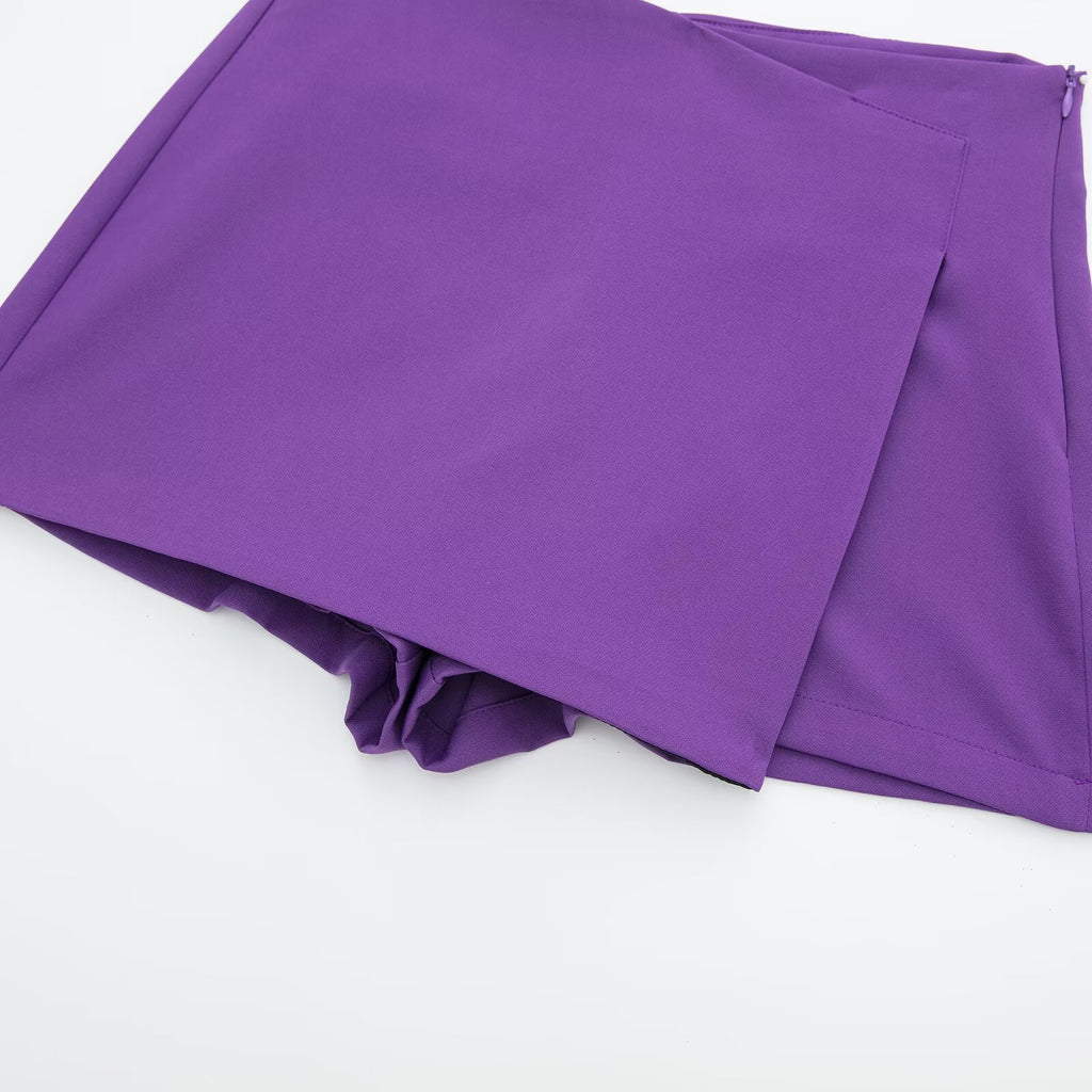 Women's multicolored casual asymmetric culottes