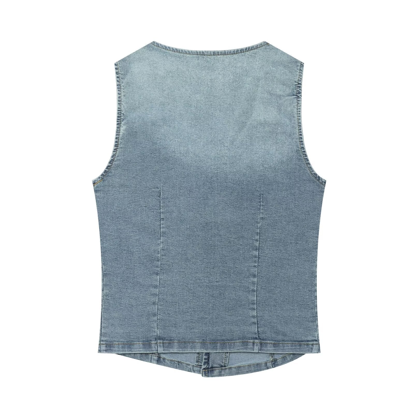 suit Women's 2 pieces slim denim vest style top+denim shorts