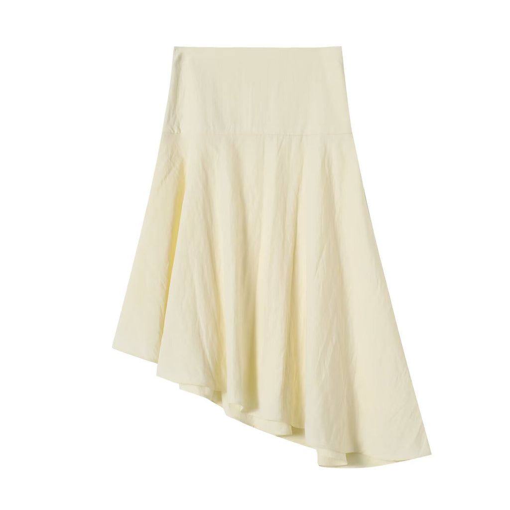 Women's pleated design asymmetric MIDI skirt