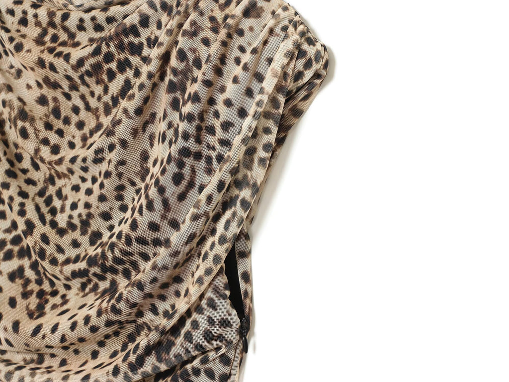 Women's animal print pleated tulle dress