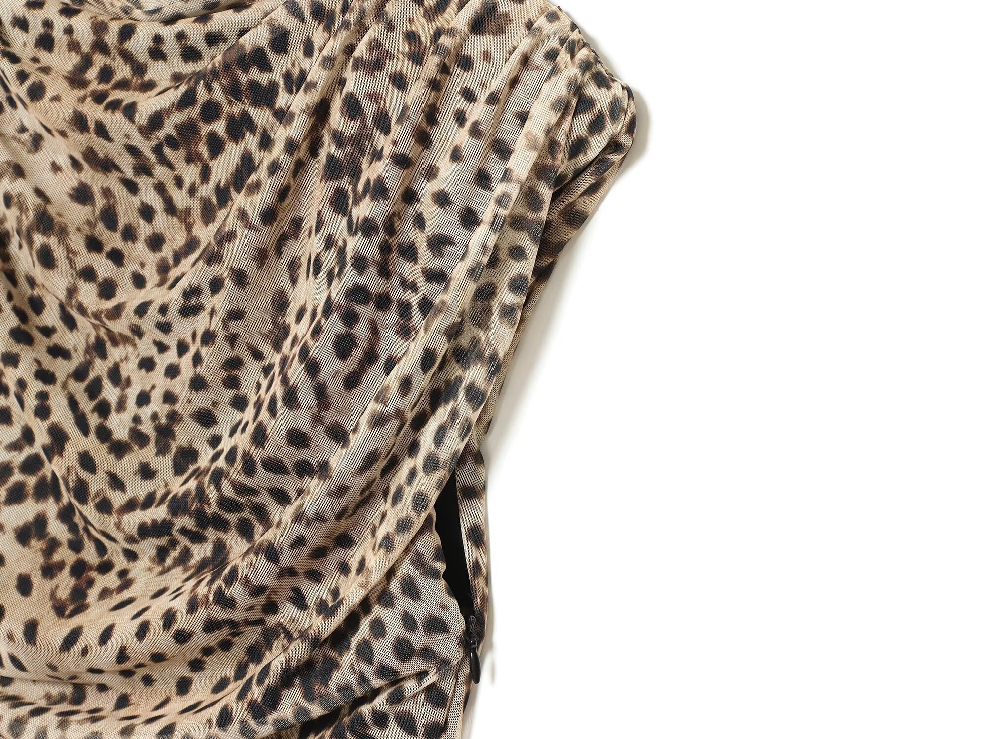 Women's animal print pleated tulle dress