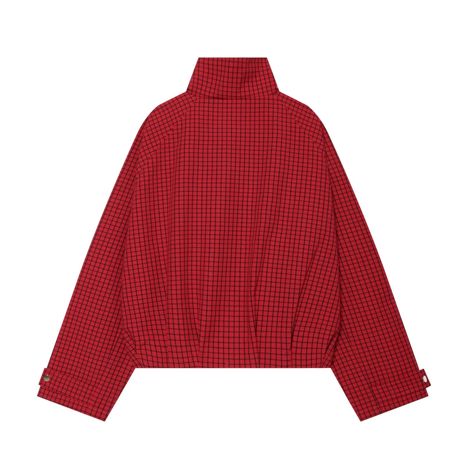 Women's standing collar plaid pilot jacket Coat
