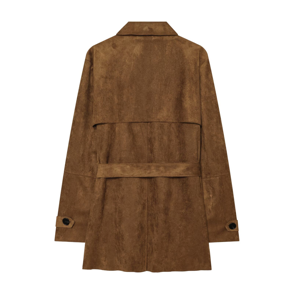 Women's with belt suede effect windbreaker Coat