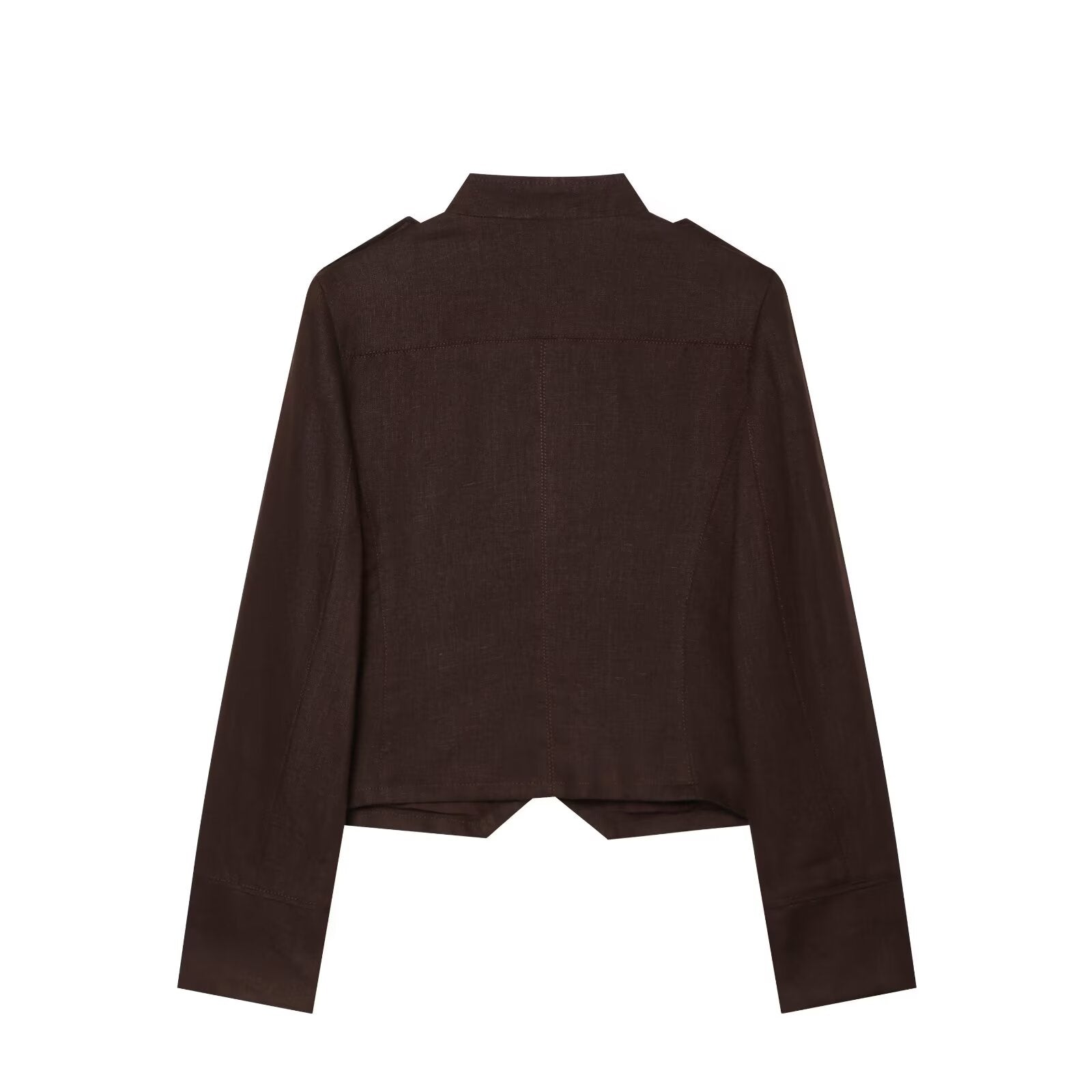 Women's short standing collar double breasted jacket
