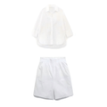 suit Women's 2 pieces loose hollow embroidered shirt+Shorts