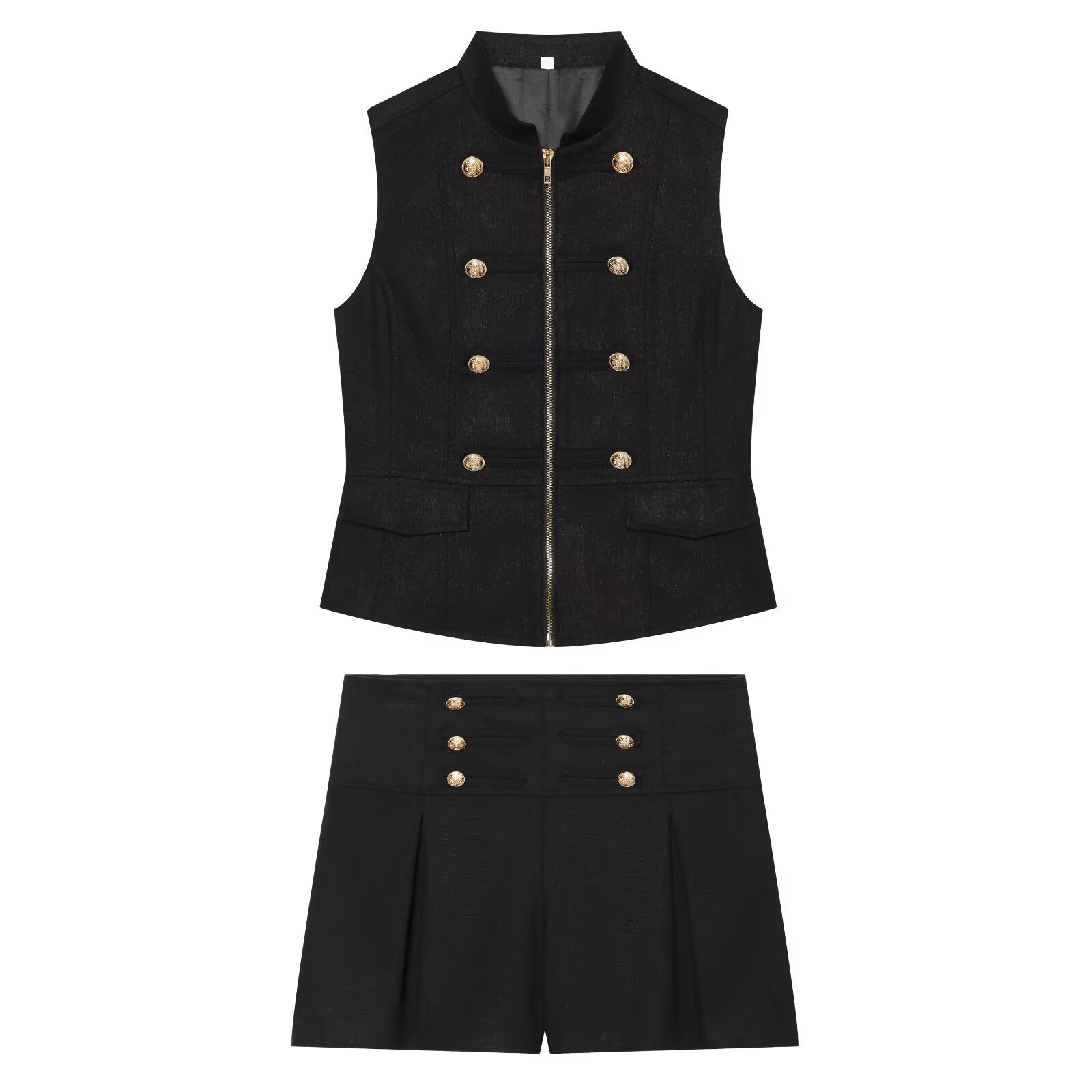 suit Women's 2 pieces rope knot decoration slim vest+shorts