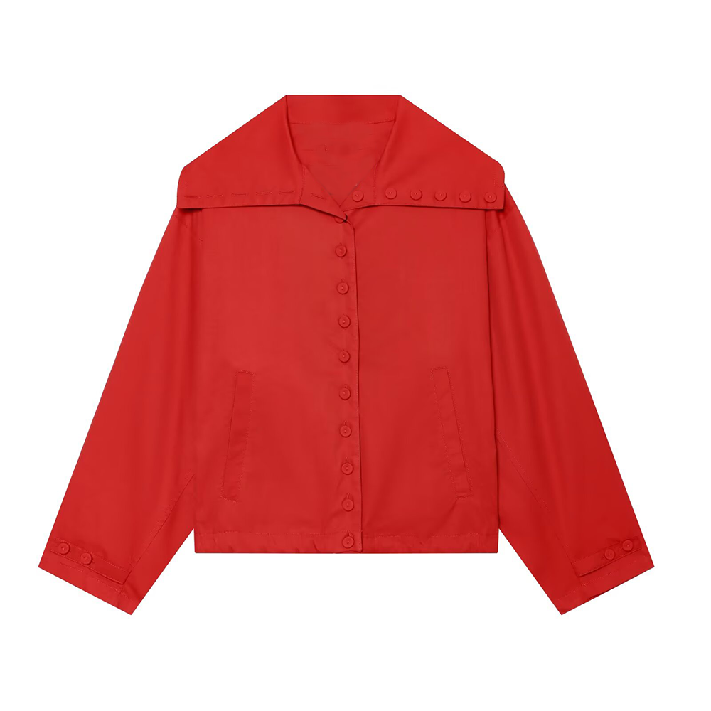 Women's Big Lapel long sleeved buttoned Coat