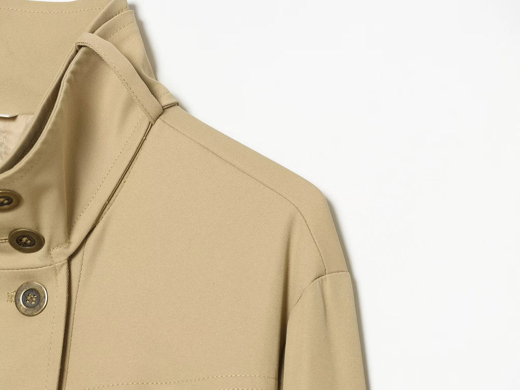 Women's pocket decoration stand collar Coat