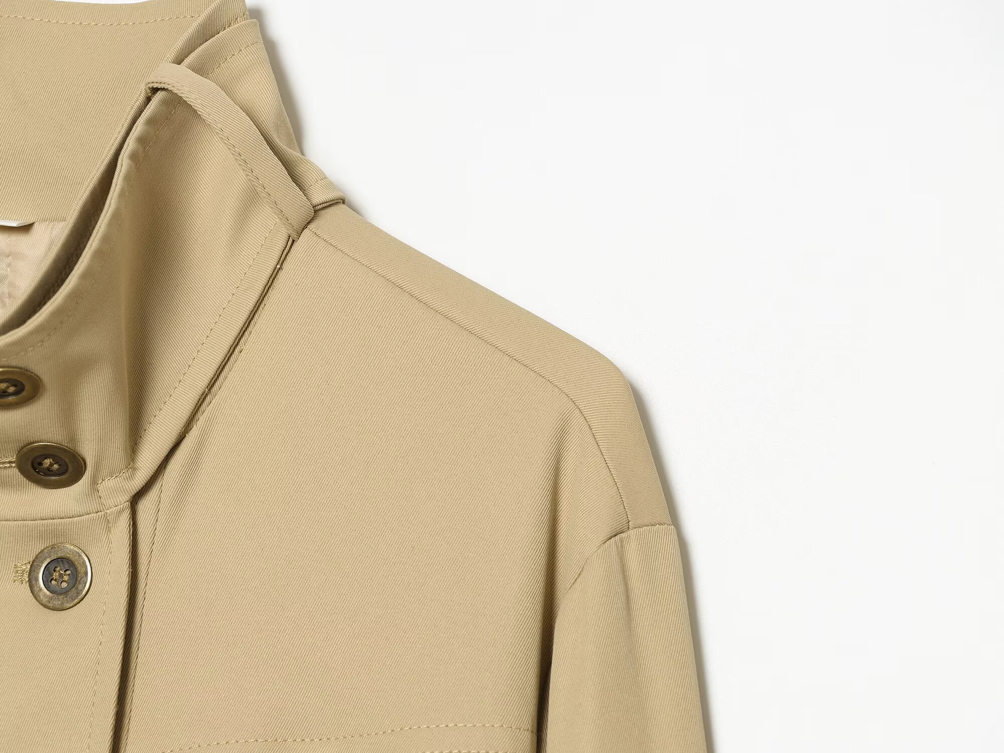 Women's pocket decoration stand collar Coat