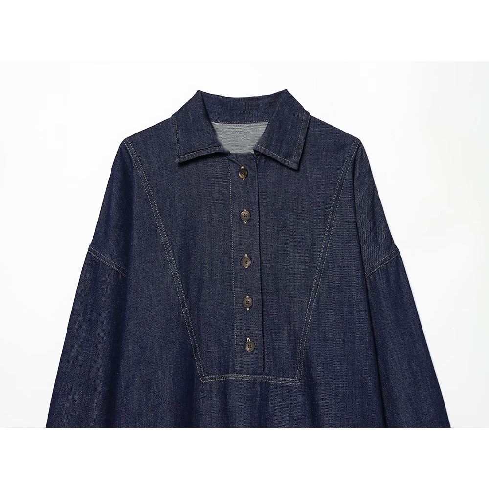 2026 Women's loose long sleeved denim shirt