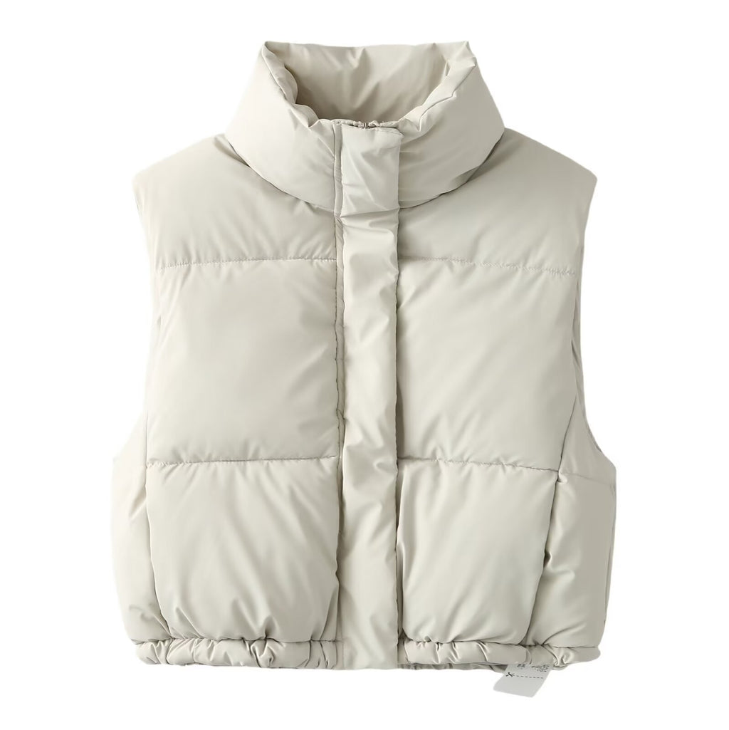 Women's short standing collar cotton vest