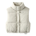 Women's short standing collar cotton vest