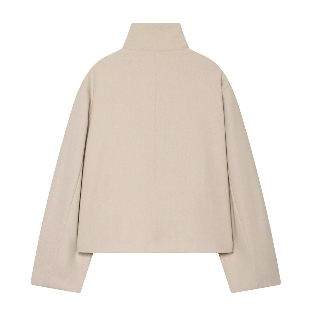 Women's standing collar short single breasted coat