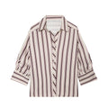 Women's adjustable long short sleeved striped shirt