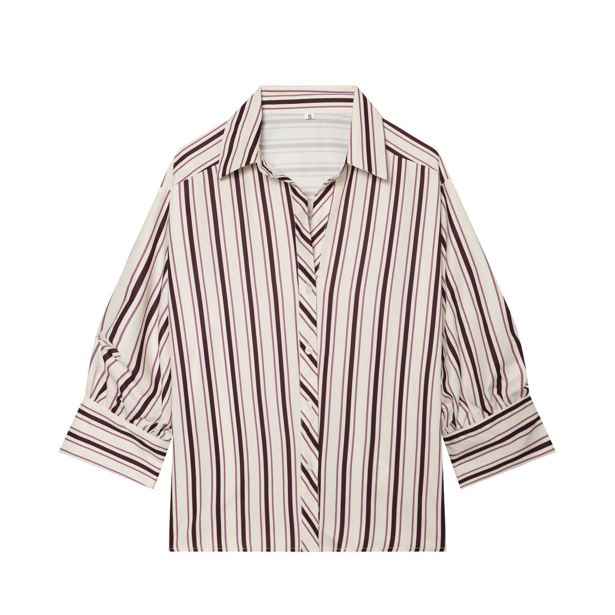 Women's adjustable long short sleeved striped shirt