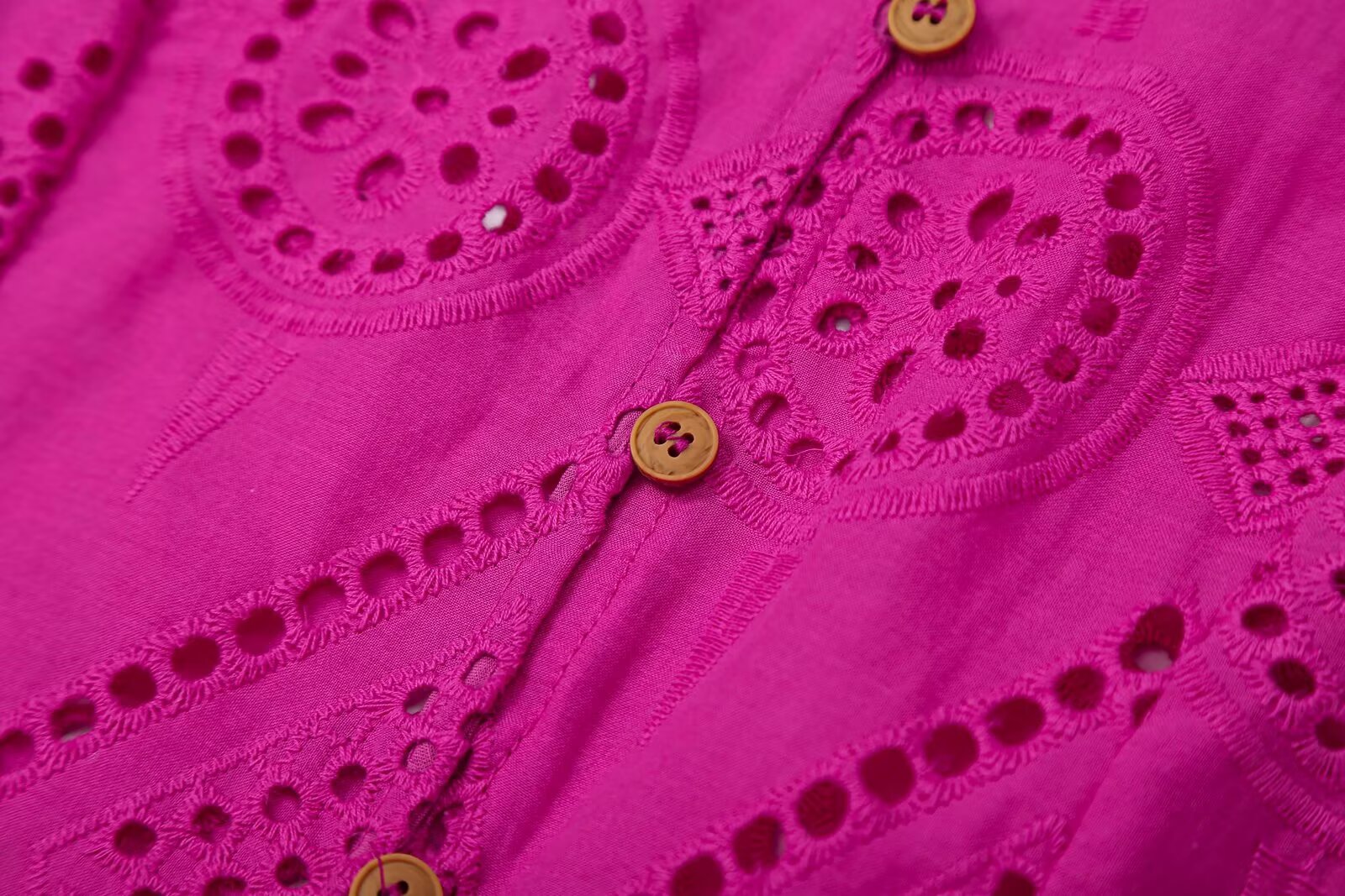 Women's short skirt style hemline hollowed out embroidery top