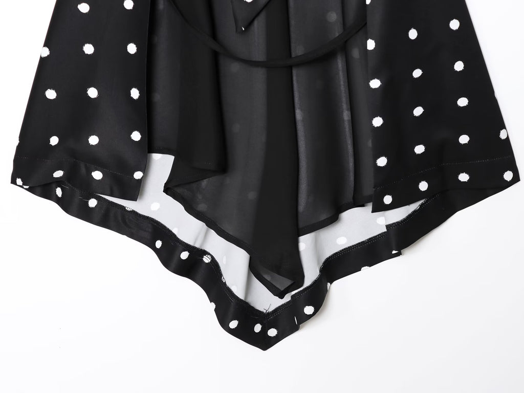 Women's summer polka dot hanging neck top