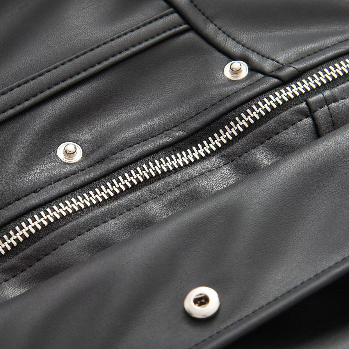 2026 Women's slim stand collar PU leather jacket