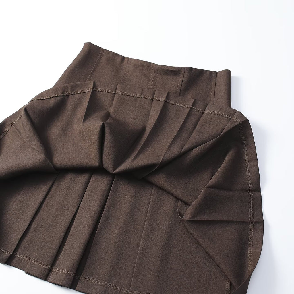 Women's slim versatile pleated mini skirt