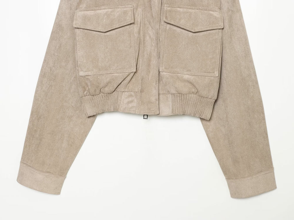 Women's suede texture short strap jacket Coat