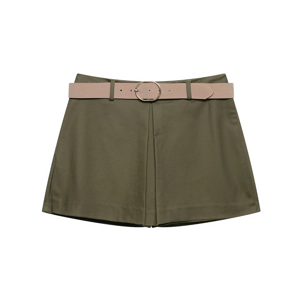Women's with belt casual pleated culottes