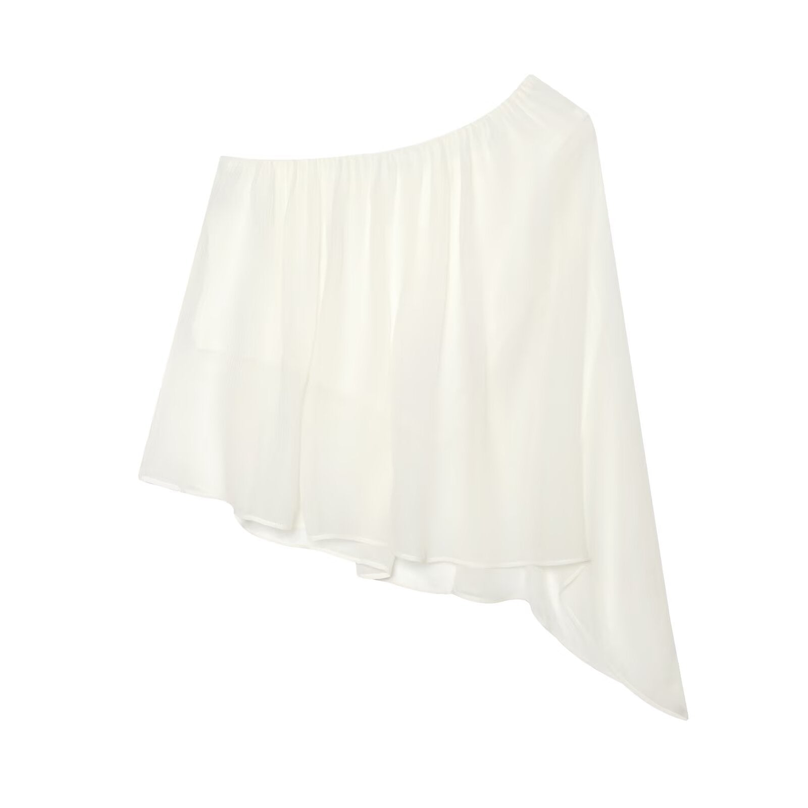 Women's loose sloping shoulder irregular top