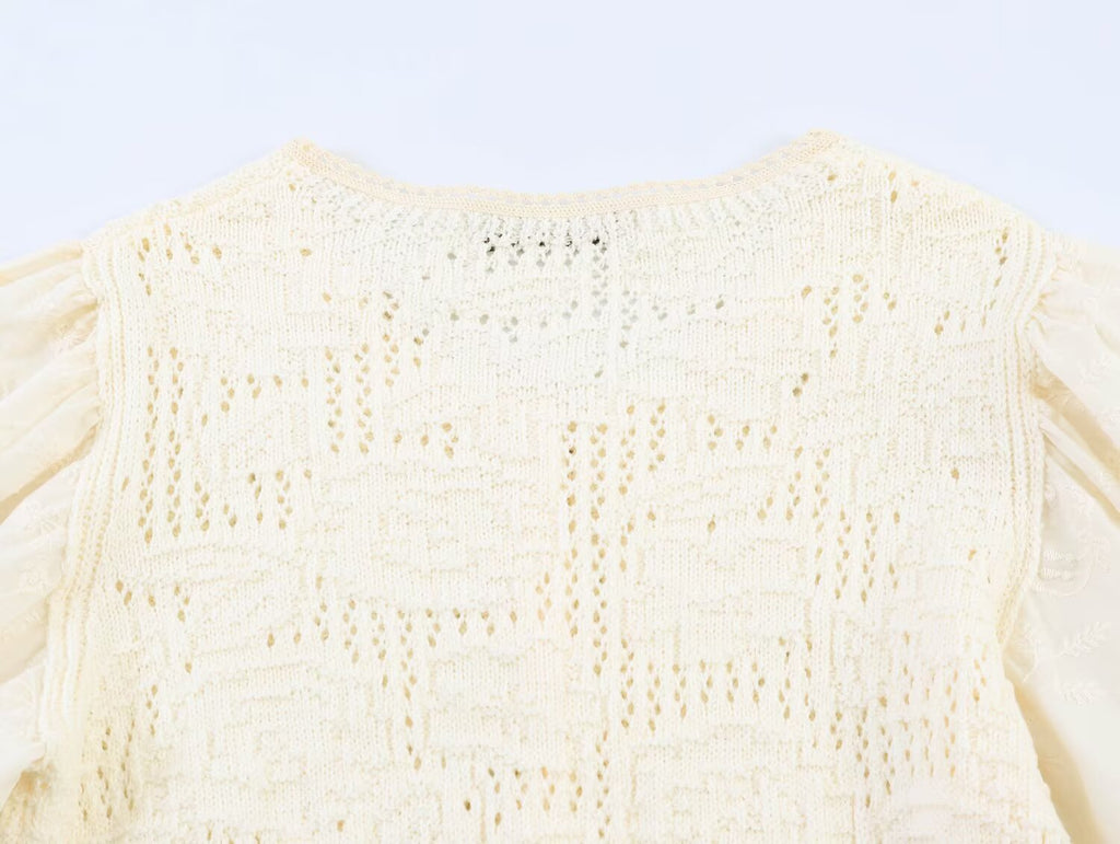 Women's seven quarter sleeve patchwork knit Coat
