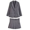 suit Women's 2 pieces Lapel fine stripe Blazer Coat+Skirts
